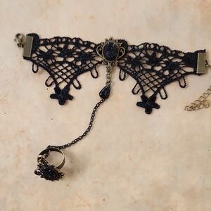 Black Lace Choker and Ring Set